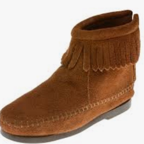 Minnetonka Brown Suede Ankle Moccasins - Picture 1 of 8